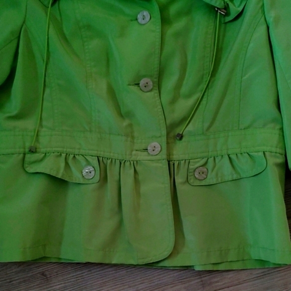 Lime Green Lightweight Rain Jacket with Ruffles by Tribella Size 12 - Picture 5 of 13